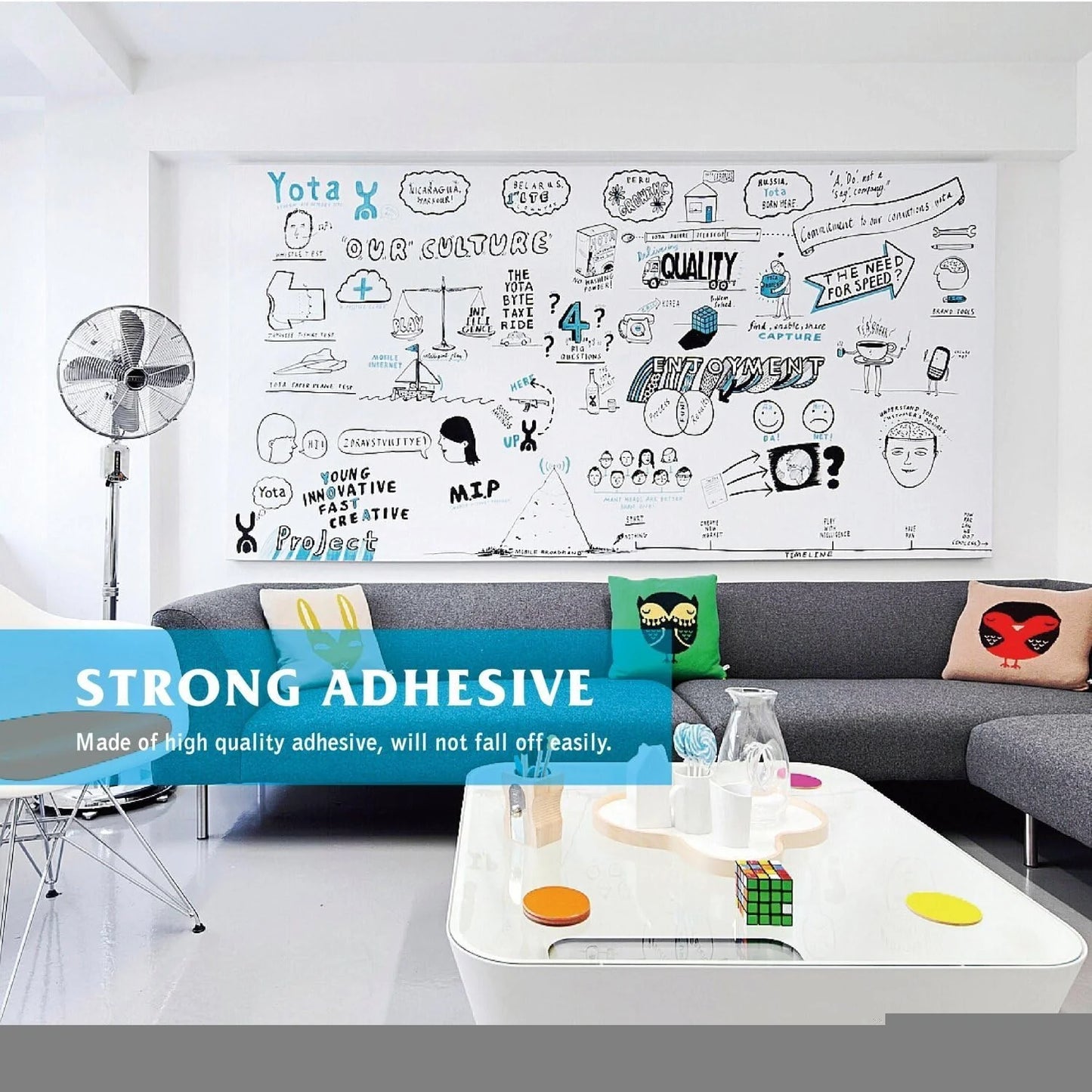 Self-Adhesive Reuseable Whiteboard Wall Decal Sticker